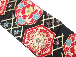 アンティーク 亀甲に花模様織り出し袋帯(着用可)